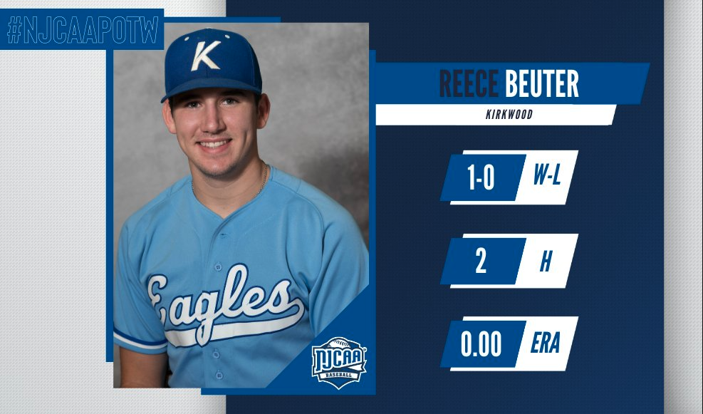 Reece Beuter named NJCAA DII Pitcher of the Week