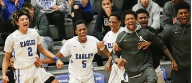 Kirkwood teammates celebrate a basket during the fourth quarter at a Kirkwood Community College men's basketball game at Johnson Hall on the Kirkwood campus in Cedar Rapids on Wednesday, Jan. 9, 2019. (Rebecca F. Miller/The Gazette)