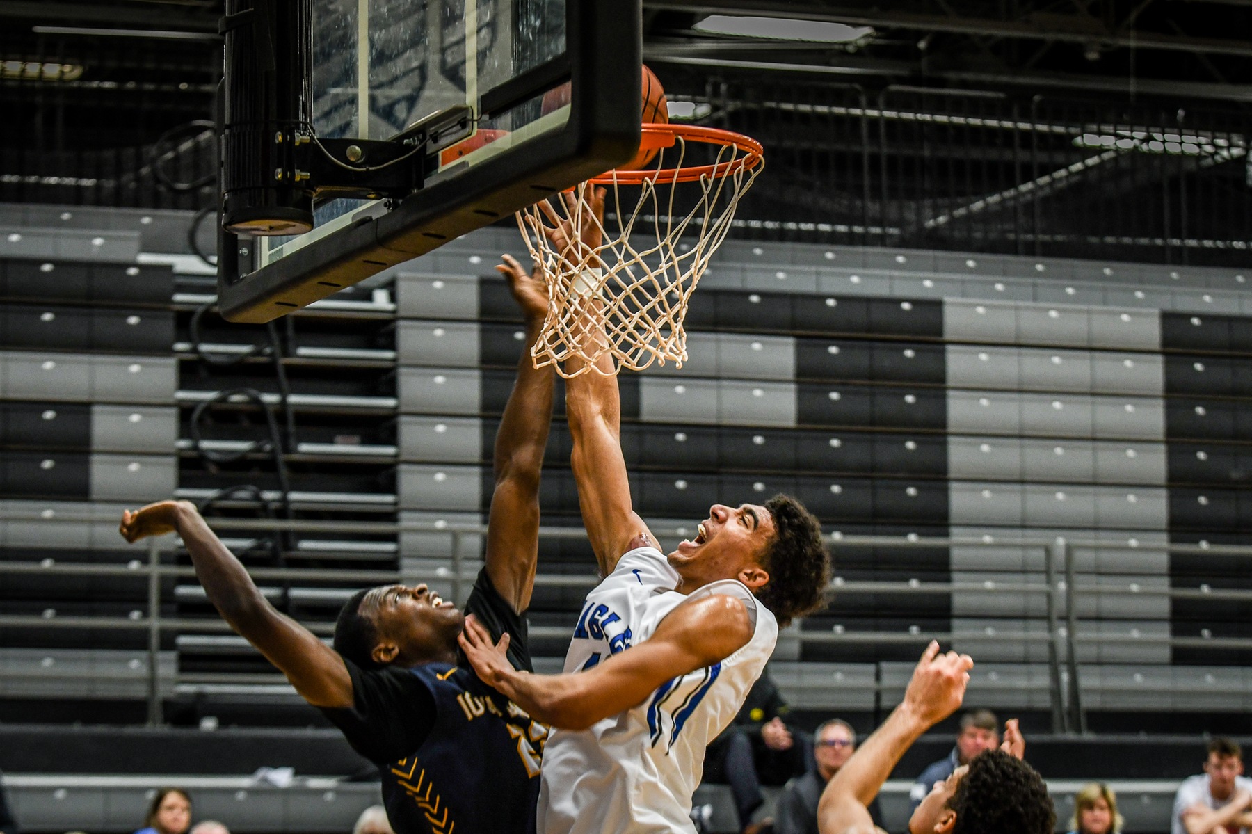 Niko Gosnell lays in two of his season-high 15 points Saturday as Kirkwood topped Iowa Lakes, 91-84, in a conference game at Johnson Hall. 