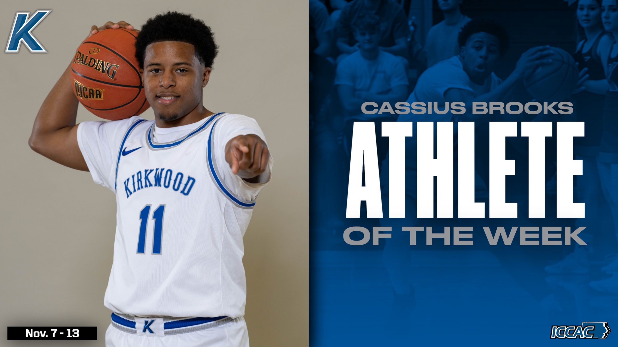 Cassius Brooks Named ICCAC Athlete of the Week | November 7-13
